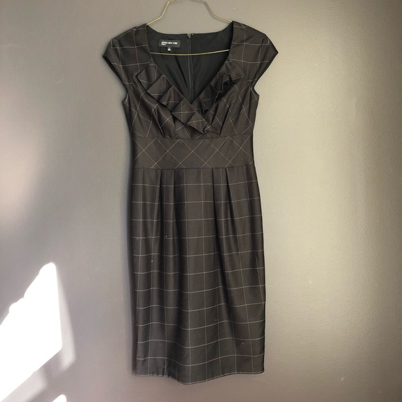 Plaid Frilled Neckline Dress - Picture 2 of 5